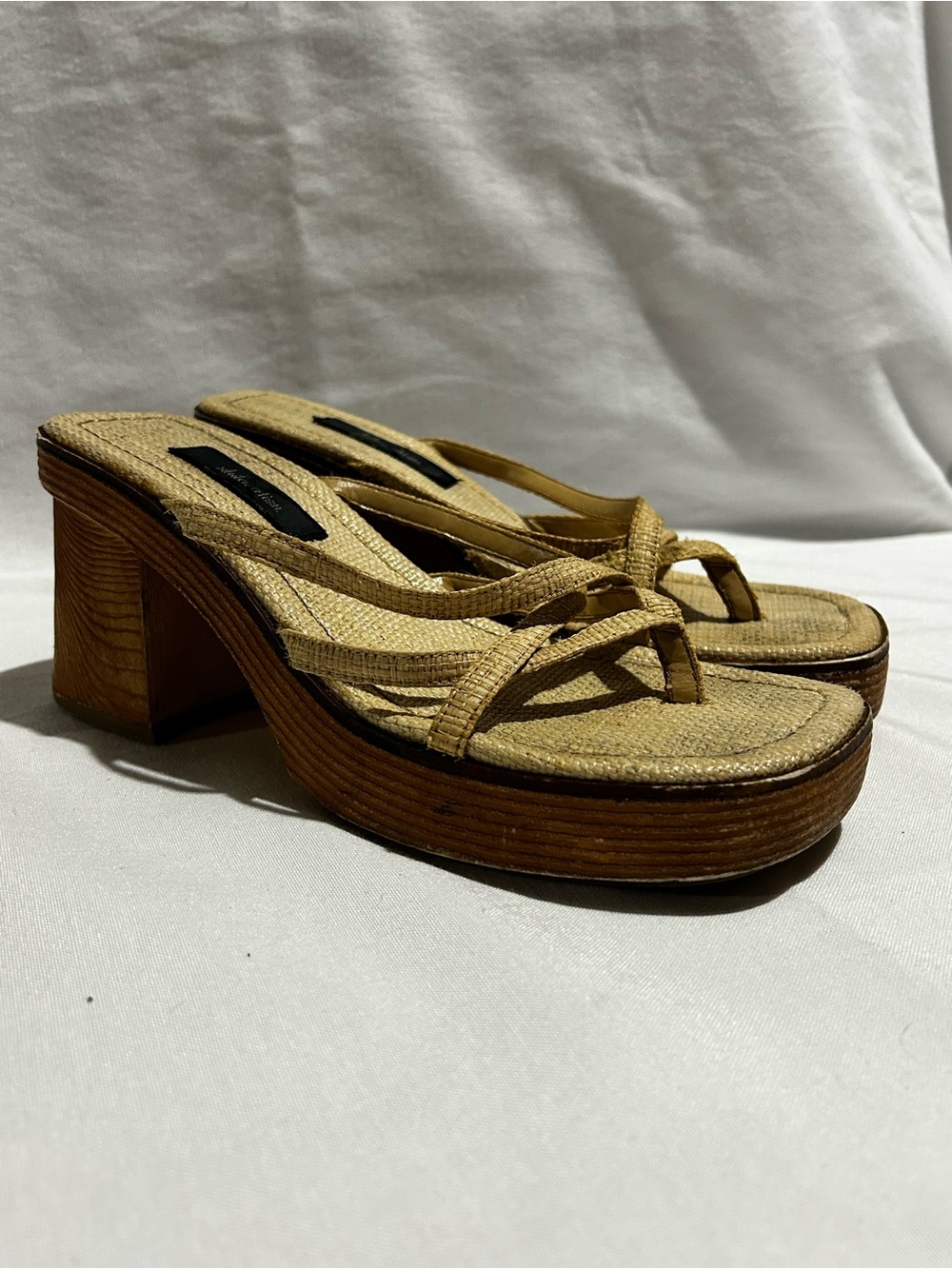 Xhilaration Tan Woven Platform Thong Sandals